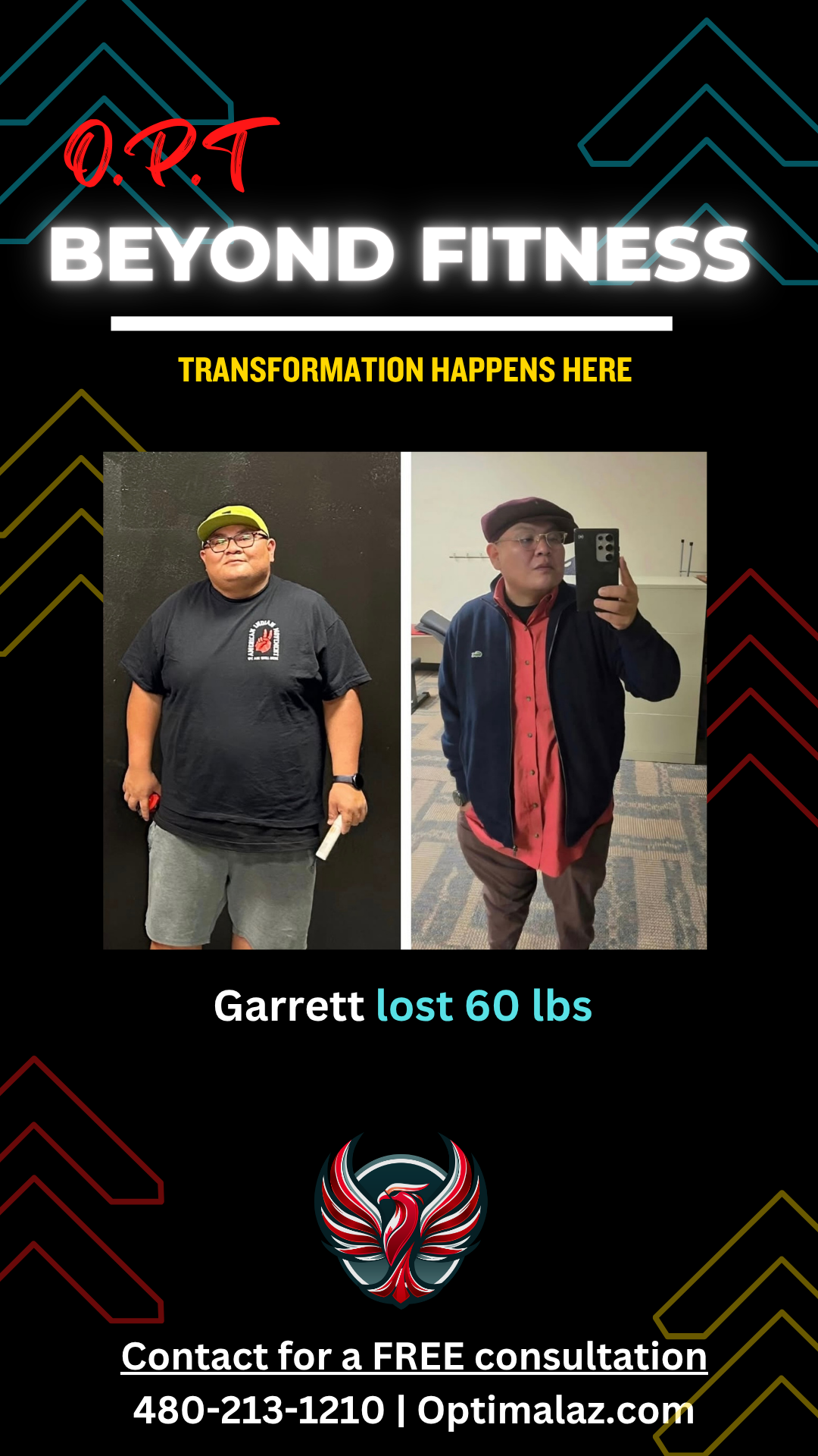 Garrett lost 60 lbs — OPT Beyond Fitness transformation