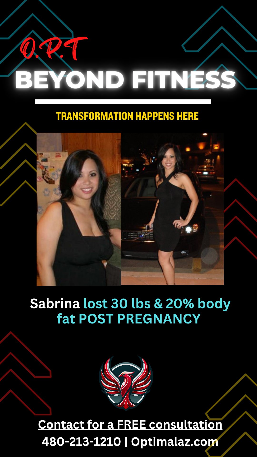 Sabrina lost 30 lbs & 20% body fat post pregnancy — OPT Beyond Fitness transformation